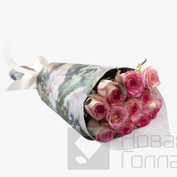 Букет 11 розовых роз 50 см-11