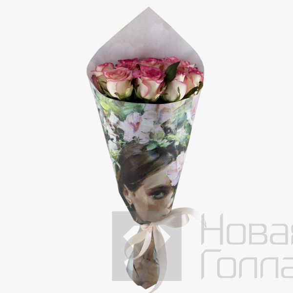 Букет 11 розовых роз 50 см-11