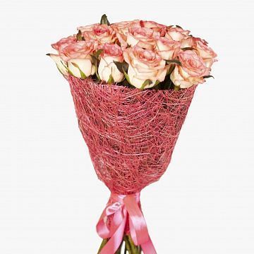Букет 21 розовая роза 40см