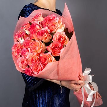 Букет 21 розовая роза  60 см