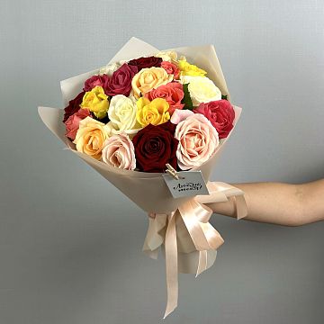 Букет 21 роза микс 40см