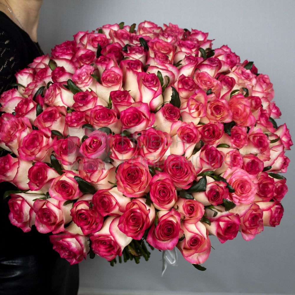 Букет 101 розовая роза 50 см