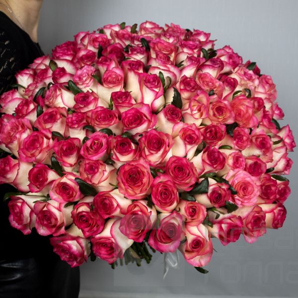 Букет 101 розовая роза 40 см