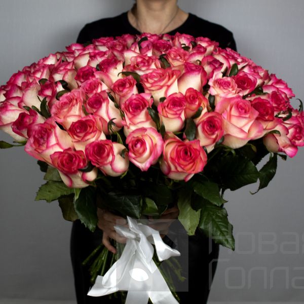 Букет 101 розовая роза 40 см