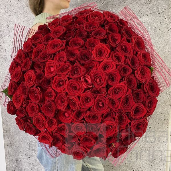 Букет 101 красная роза 70см