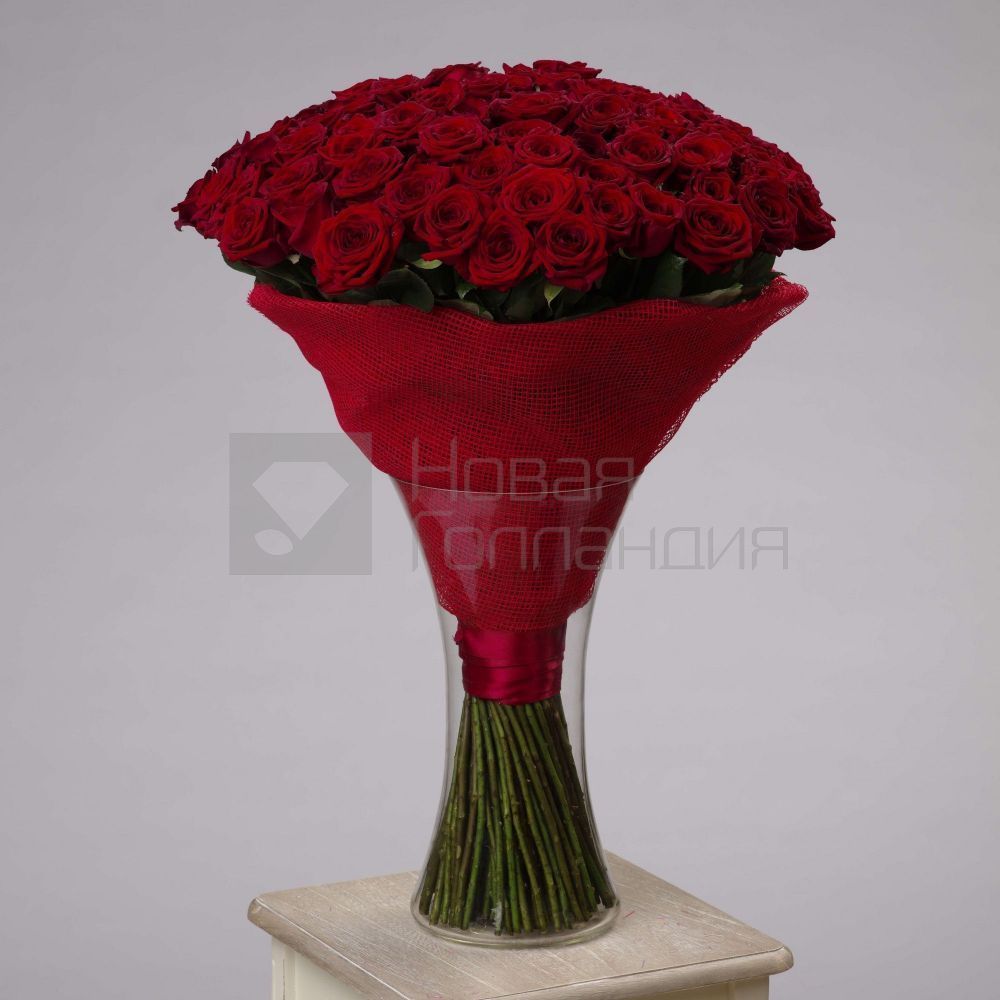 505 красных роз 60 см в 5 вазах
