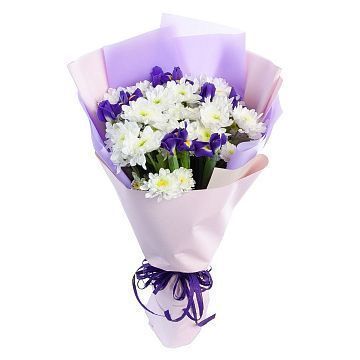 Букет Звездопад из хризантем и ирисов