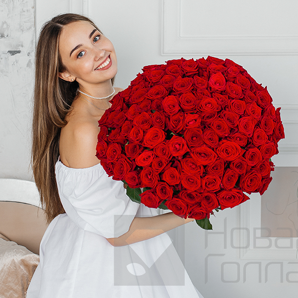 Букет 101 красная роза 50 см