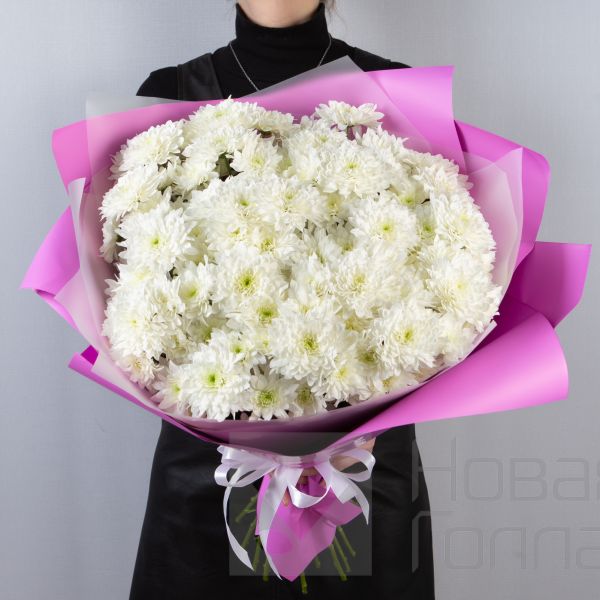 Букет 21 белая кустовая хризантема