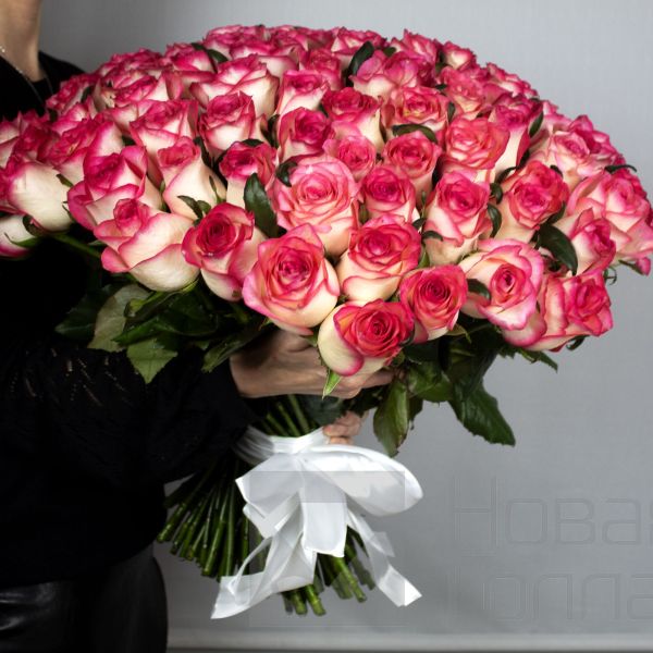 Букет 101 розовая роза 50 см