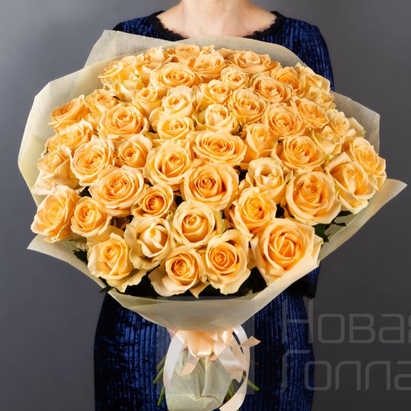 Букет 51 роза Шампань 60см