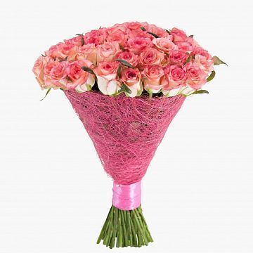 Букет 51 розовая роза 60см