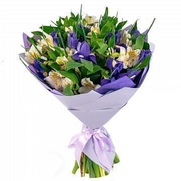 Букет Хороший день из альстромерий и ирисов