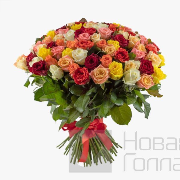 Букет 101 роза ассорти 35 см Россия