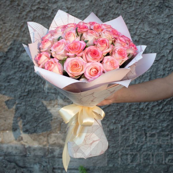 Букет 35 розовых роз 40 см