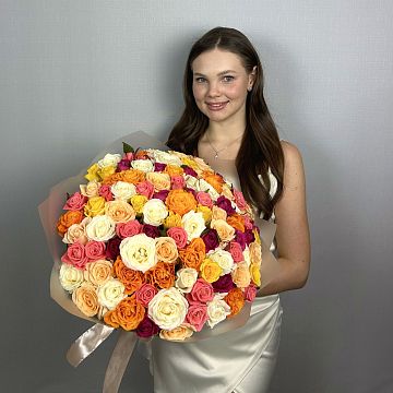 Букет 101 роза микс 40 см